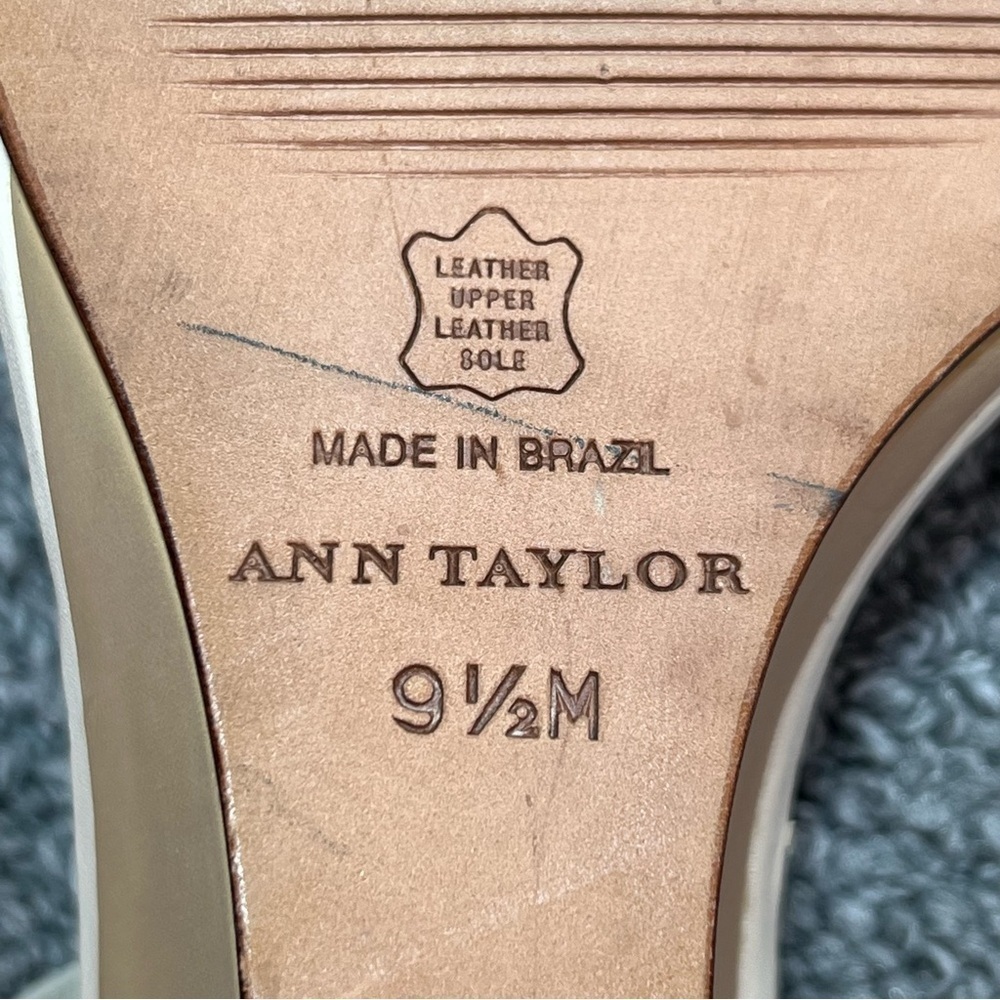 Ann Taylor Strappy Sling Back Wedge Heel Sandals Ivory Size 9.5 - Picture 7 of 8